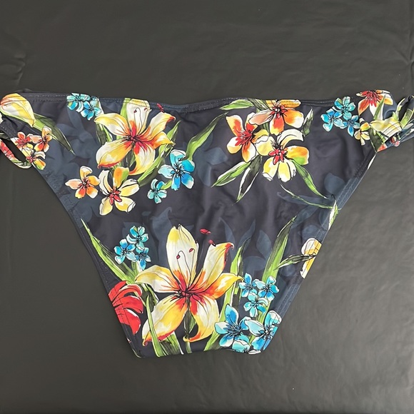JETS by Jessika Allen Ruffle Navy Floral Tieside Bikini Bottom US Size 10 - NWT! - Picture 5 of 8